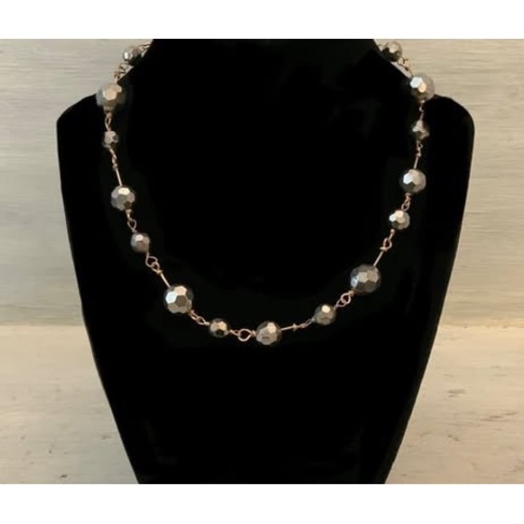 Cookie Lee Jewelry - Cookie Lee Gun Metal Faceted Glass Beaded Choker Statement Necklace New w/ Tags